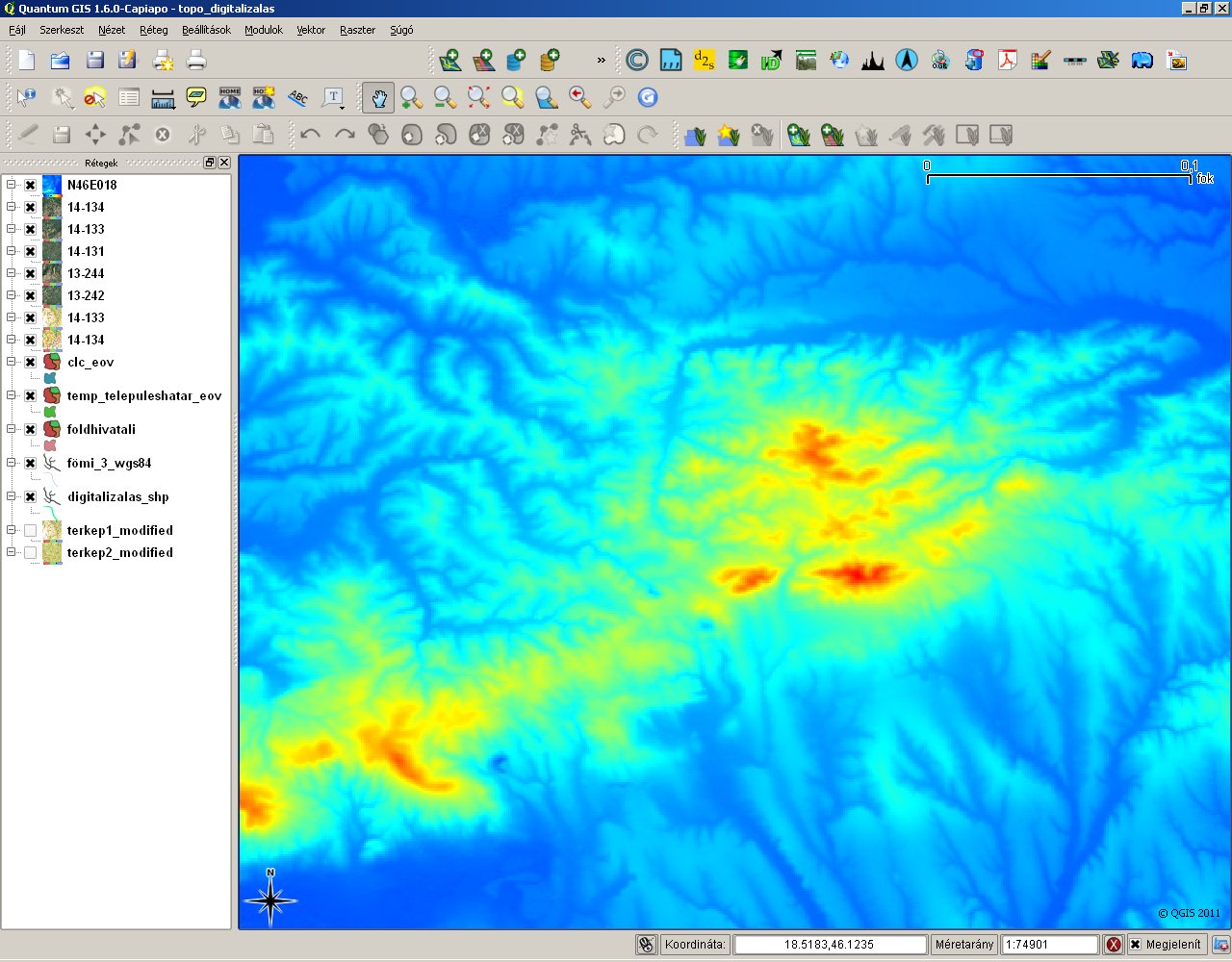 Domborzatmodell megjelenítése Quantum GIS szoftverrel