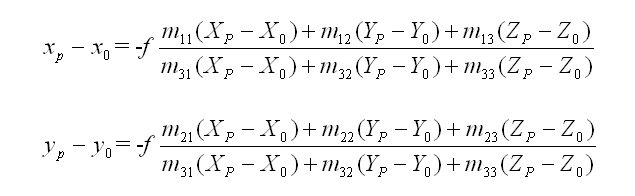 A kollinearitási egyenletrendszer kifejtve