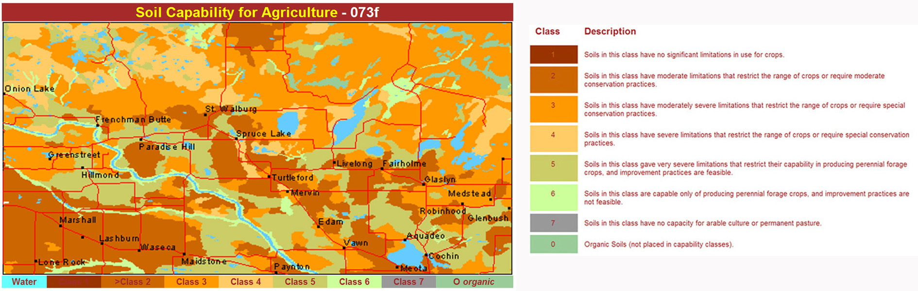Mezőgazdasági szempontú talaj-alkalmassági térkép (forrás: CANADA GIS)