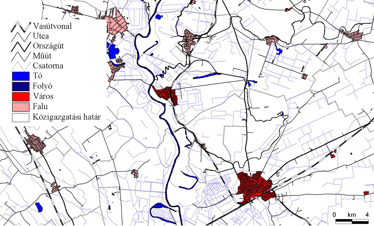 1:50.000-es digitális topográfiai térkép részlete (forrás: DTA-50)